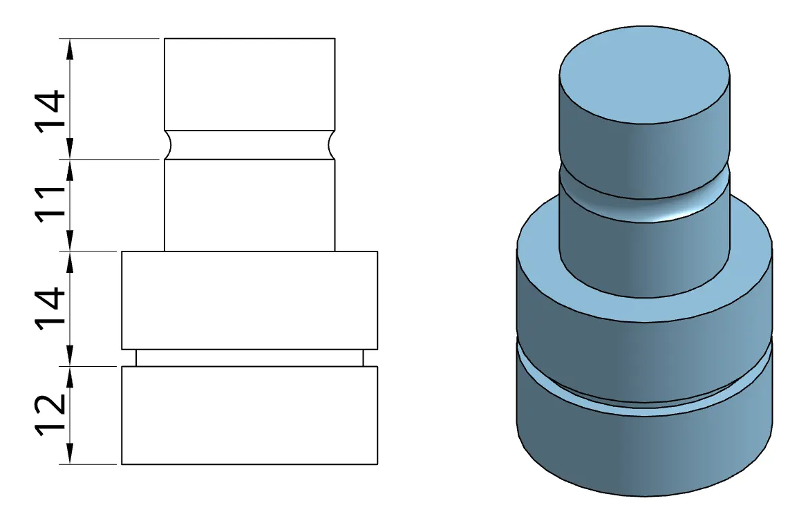 Chained linear dimensions sharing a common dimension line on a technical drawing